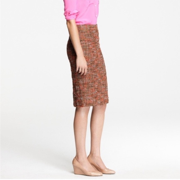 J Crew No. 2 Pencil Skirt Orange Brown Tweed Size 4 - Picture 11 of 11